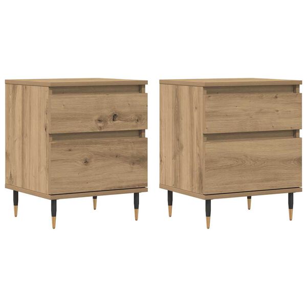vidaXL n&aacute;ttbor&eth;ssk&aacute;par 2 stk Artisan Oak 40x35x50 cm Hanna&eth;ur vi&eth;ur