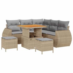 vidaXL Gar&eth;s&oacute;fa sett me&eth; p&uacute;&eth;i 8 pcs Beige og lj&oacute;sgr&aacute;r p&oacute;l&yacute;rattan