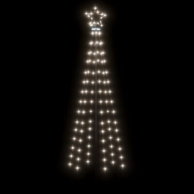vidaXL Keilulaga Jólatré Köld Hvít LED-ljós 108 stk. 70x180 cm