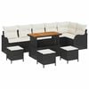 vidaXL Gar&eth;s&oacute;fa sett me&eth; p&uacute;&eth;i 10 pcs Svartur p&oacute;l&yacute;rattan