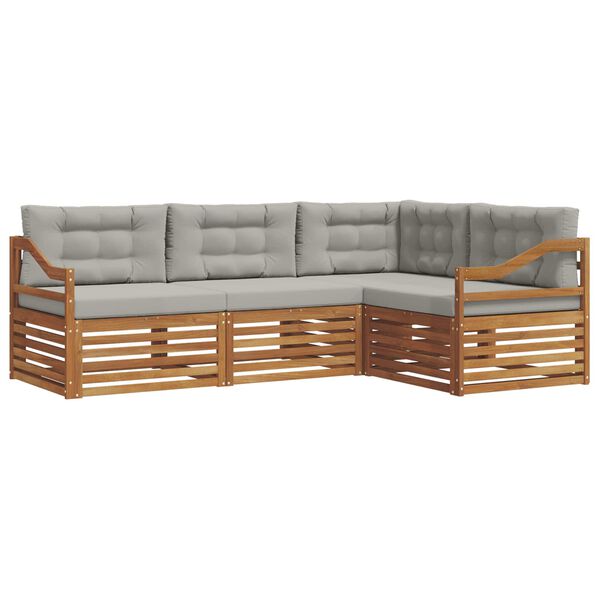 vidaXL &Uacute;ti s&oacute;fasett me&eth; p&uacute;&eth;i 4 pcs N&aacute;tt&uacute;rulegt og Lj&oacute;st Gr&aacute;tt