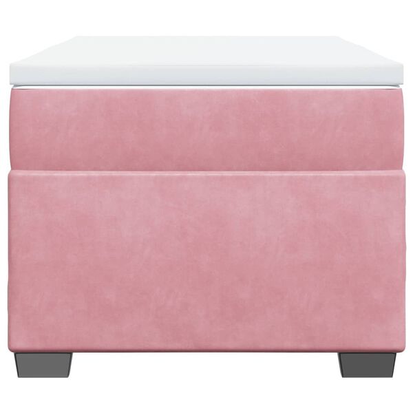 vidaXL H&oacute;lfa&eth; Springr&uacute;m me&eth; D&yacute;nu Bleikur 90x190 cm Flaueli