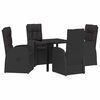vidaXL Gar&eth;ur bor&eth;sett me&eth; p&uacute;&eth;i 5 pcs Svartur p&oacute;l&yacute;rattan