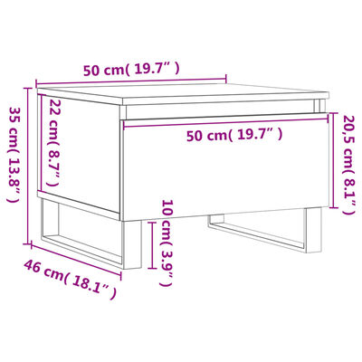 vidaXL Sófaborð Grátt Sonoma Eik 50x46x35 cm Samsettur Viður