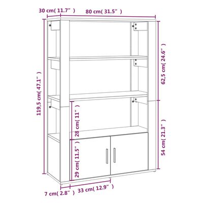 vidaXL Skenkur Brún Eikarlitur 80x30x119,5 cm Samsettur Viður