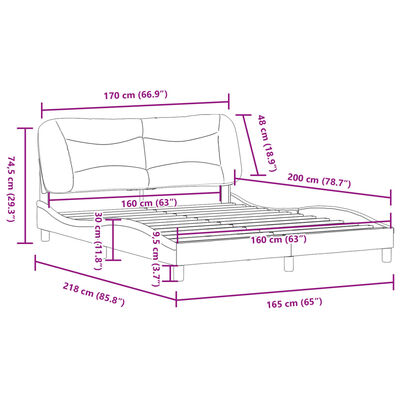 vidaXL Rúmgrind án Dýnu Svört 160x200 cm Gervileður