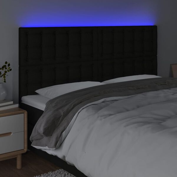 vidaXL LED h&ouml;fu&eth;gafl Svart 180x5x118/128 cm Efni