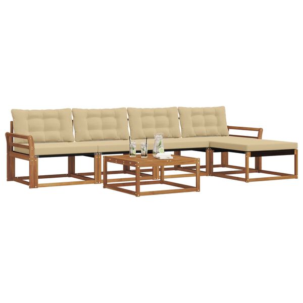 vidaXL &Uacute;ti s&oacute;fasett me&eth; p&uacute;&eth;i 6 pcs N&aacute;tt&uacute;rulegt og B&eacute;ig