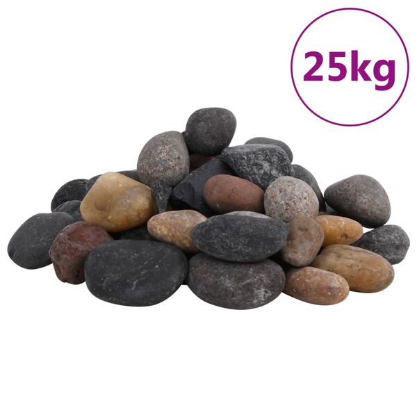 vidaXL Slípaðir Steinar 25 kg Ýmsir Litir 5-8 cm
