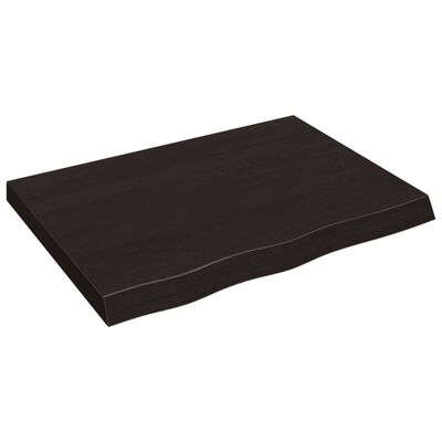 vidaXL Vegghilla Dökkbrún 80x60x(2-6) cm Meðhöndluð Gegnheil Eik