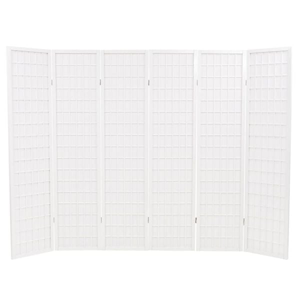 vidaXL Samanbrj&oacute;tanlegt 6-spjalda Skilr&uacute;m Japanskur St&iacute;ll 240x170 cm Hv&iacute;tt