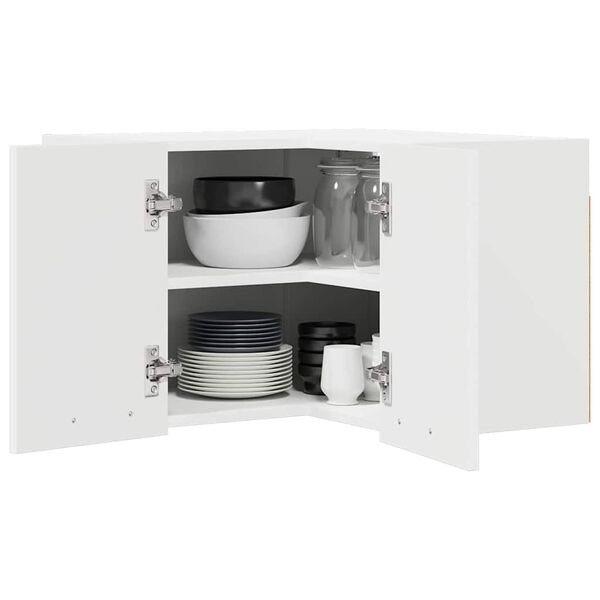 vidaXL Vegghengdur sk&aacute;pur Hv&iacute;tt 57 x 57 x 40 cm Samsettur vi&eth;ur