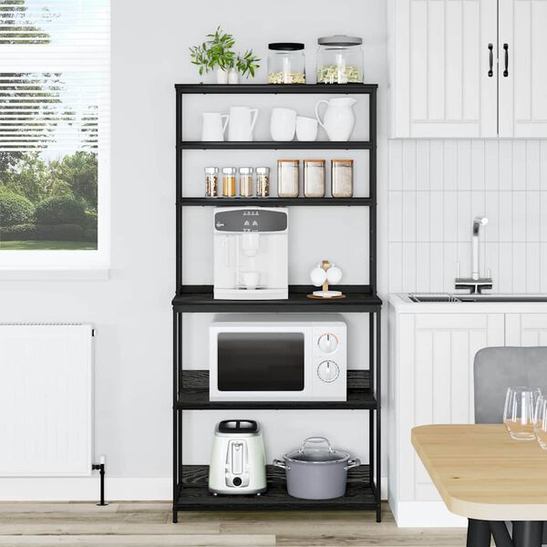 vidaXL Eldh&uacute;s hillu Svartur Eik 80 x 40 x 168 cm Samsettur vi&eth;ur