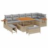 vidaXL Gar&eth;s&oacute;fa sett me&eth; p&uacute;&eth;i 11 pcs Beige og lj&oacute;sgr&aacute;r p&oacute;l&yacute;rattan