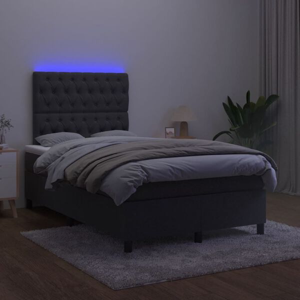 vidaXL H&oacute;lfa&eth; Springr&uacute;m me&eth; D&yacute;nu&LED Svart 120x190 cm Flauel