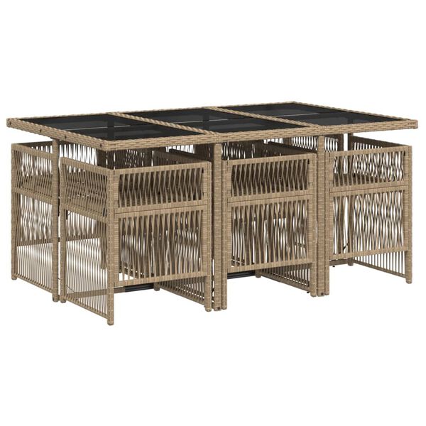 vidaXL 7 Hluta Gar&eth;bor&eth;sett me&eth; Sessum Drapplitu&eth; Blanda P&oacute;l&yacute;rattan