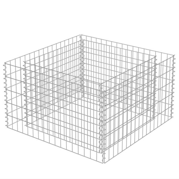 vidaXL Gabion Grj&oacute;tkassi Upph&aelig;kka&eth; Bl&oacute;maker S&iacute;nkh&uacute;&eth;a&eth; st&aacute;l 90x90x50 cm