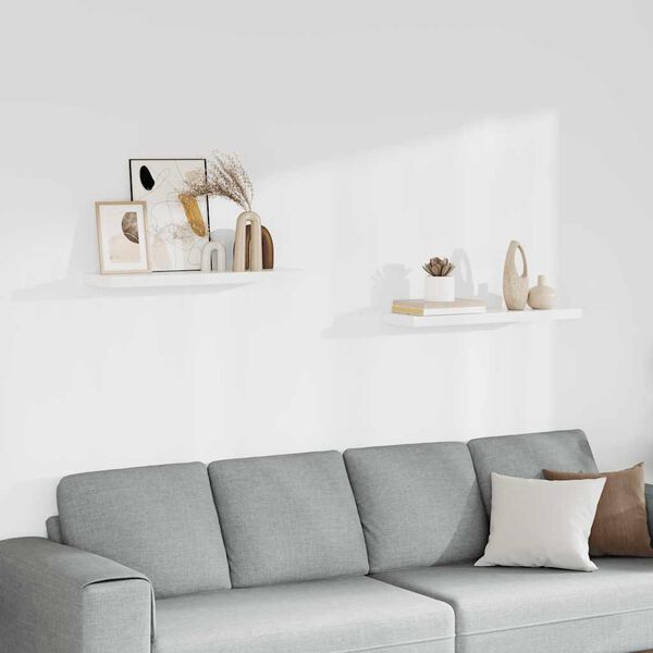 vidaXL Flj&oacute;tandi Vegghillur 2 stk. Hv&iacute;tar 80x23,5x3,8 cm MDF