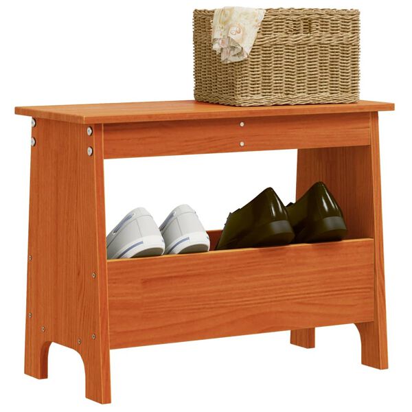 vidaXL Forstofubekkur Vaxbr&uacute;nn 60x28x45 cm Gegnheil Fura