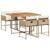 vidaXL 5 Hluta Gar&eth;bor&eth;sett me&eth; Sessum Drappa&eth; P&oacute;l&yacute;rattan