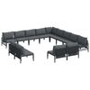 vidaXL Gar&eth;s&oacute;fa sett me&eth; p&uacute;&eth;i 13 pcs Svartur St&aacute;l