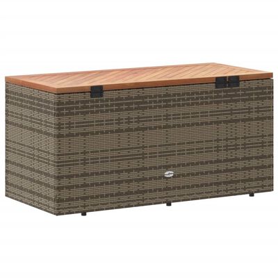 vidaXL Garðgeymslukassi 110x50x54 cm Grátt Pólýrattan Akasíuviður