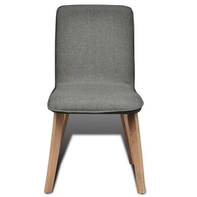 241153 vidaXL Dining Chairs 2 pcs Light Grey Fabric and Solid Oak Wood