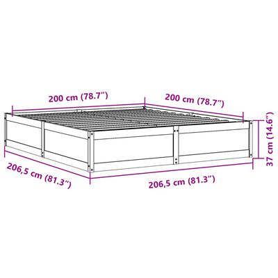 vidaXL Rúmgrind án Dýnu 200x200 cm Gegnheil Fura