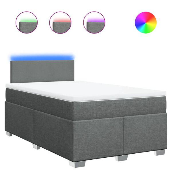 vidaXL H&oacute;lfa&eth; Springr&uacute;m D&ouml;kkgr&aacute;tt 120x190 cm Tauefni