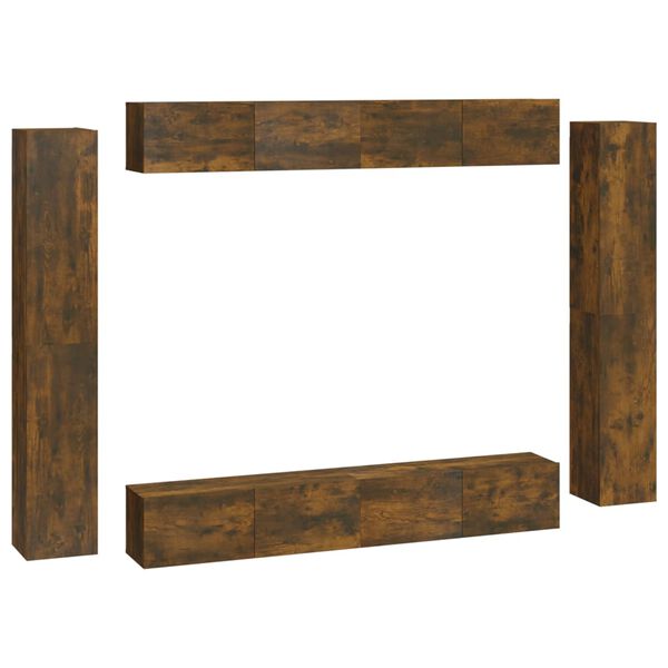 vidaXL 8 hluta Sj&oacute;nvarpssk&aacute;pasett Reyklitu&eth; Eik Samsettur Vi&eth;ur