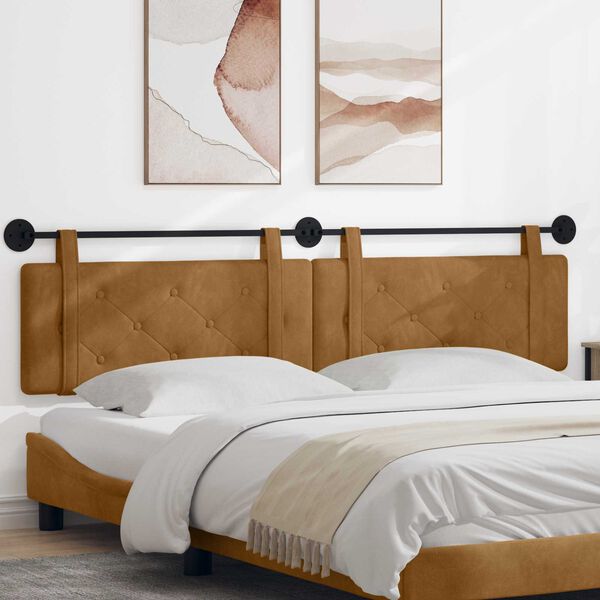 vidaXL Hengisk&aacute;li Vegghengt Br&uacute;nn 210 x 55 x 5 cm Flauel