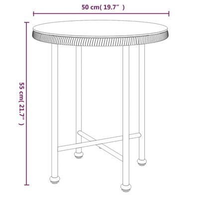 vidaXL Borðstofuborð Ø50 cm Hert Gler og Stál