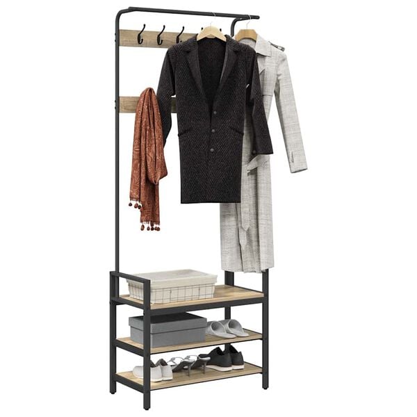 vidaXL Fatahengi Sonoma eikarlitur 75 x 34 x 184 cm Samsettur viður