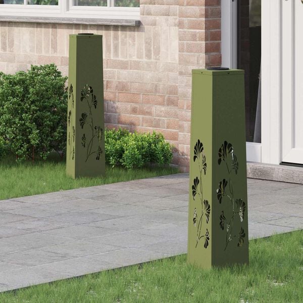 vidaXL S&oacute;lar LED st&iacute;gslj&oacute;s 2 pcs Ol&iacute;fugr&aelig;nn Kaldvalsa&eth;ur st&aacute;lar