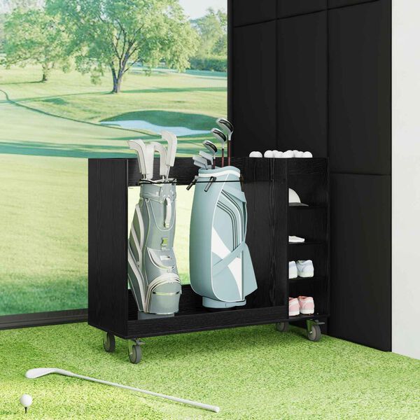 vidaXL Golf sk&aacute;pur me&eth; hj&oacute;l Einlita Svartur Eik 120 x 45 x 98 cm