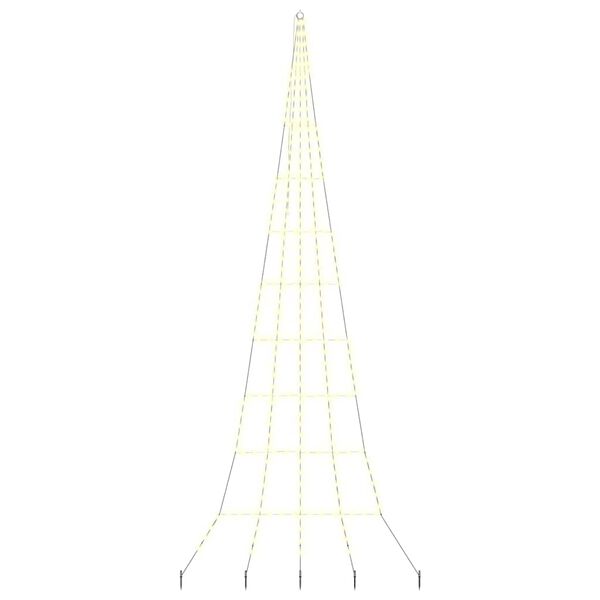 vidaXL LED jólatré með jarðspýtum Heitur hvítur 500 cm metal
