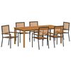 vidaXL Gar&eth;ur bor&eth;sett 7 pcs Svartur Hrein akas&iacute;utr&eacute;