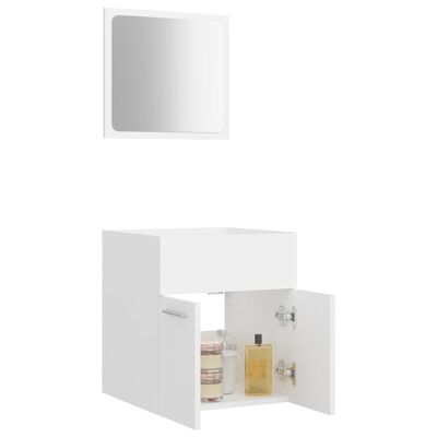 804773 vidaXL 2 Piece Bathroom Furniture Set White Chipboard