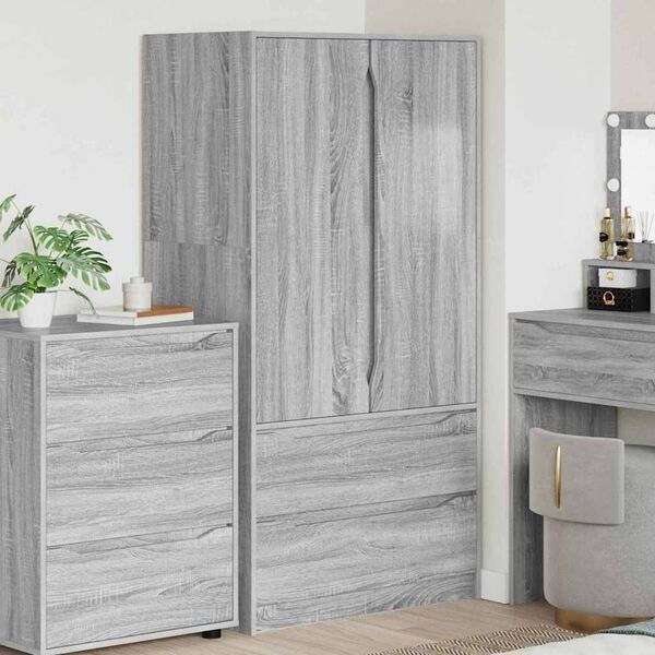 vidaXL Cabinet me&eth; sk&uacute;ffu Gr&aacute;r Sonoma 79,5 x 49 x 156 cm Verkefnavi&eth;ur