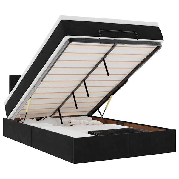 vidaXL Ottoman r&uacute;m me&eth; d&yacute;nu & LED sv&ouml;rtum 120x190cm Flauel