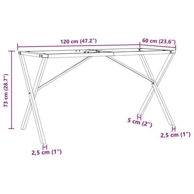 vidaXL Borðfætur fyrir Borðstofuborð X-Frame 120x60x73 cm Steypujárn