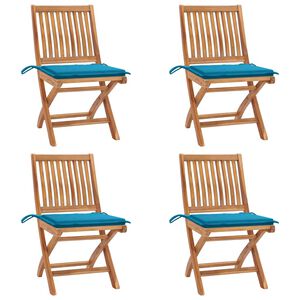 vidaXL Samfellanlegir gar&eth;st&oacute;lar me&eth; sessum 4 stk. gegnheill tekkvi&eth;ur