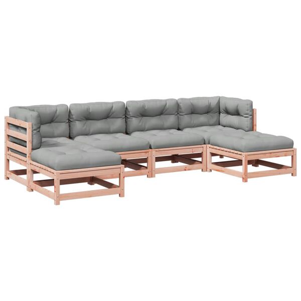 vidaXL 6 Hluta Gar&eth;s&oacute;fasett me&eth; Sessum Gegnheilt Douglasgreni