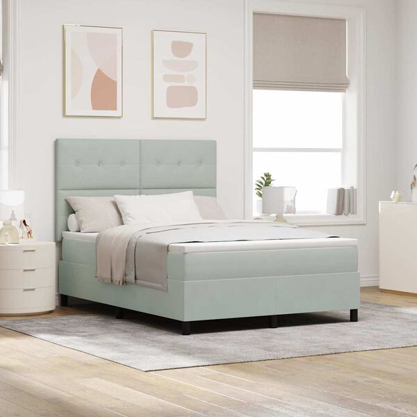 vidaXL LED Box Spring R&uacute;m me&eth; d&yacute;nu Lj&oacute;sgr&aacute;r 140 x 200 cm d&uacute;kur