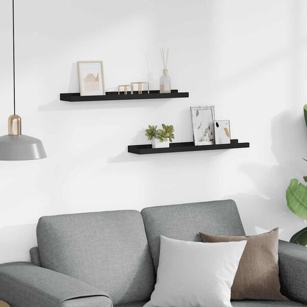 vidaXL Myndarammi Syllu Hillur 2 stk Svartar 60x9x3 cm MDF