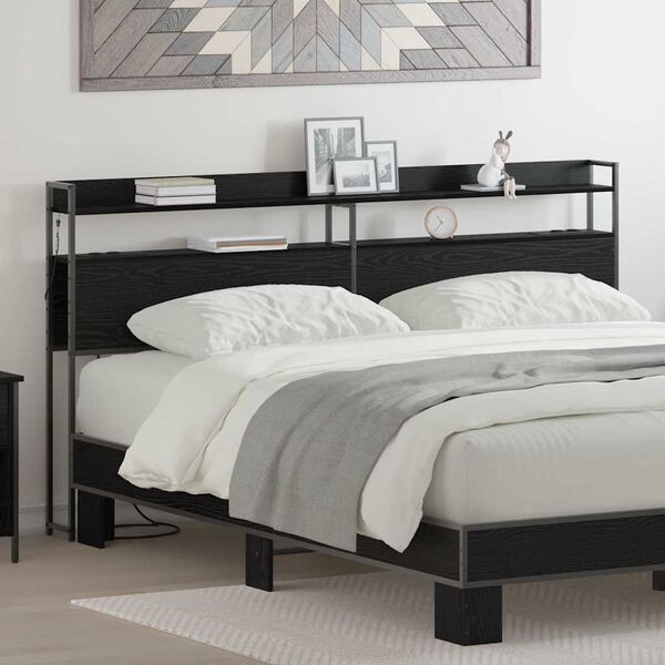 vidaXL Geymslu h&ouml;f&eth;ah&ouml;gg me&eth; hillu Sv&ouml;rt eik 200 cm Samsettur vi&eth;ur