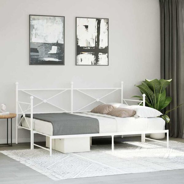 vidaXL Daybed me&eth; r&uacute;llu &aacute;n d&yacute;nu Hv&iacute;tt 80x200 cm St&aacute;l