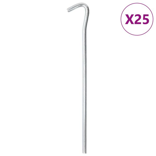 vidaXL Tjaldh&aelig;lar 25 stk. 23 cm &Oslash;7 mm Galvanh&uacute;&eth;a&eth; St&aacute;l