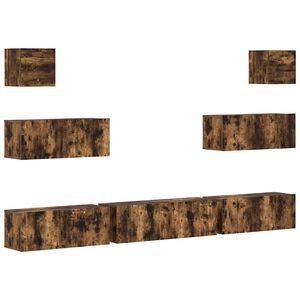 vidaXL 7 hluta Sj&oacute;nvarpssk&aacute;pasett Reyklitu&eth; Eik Samsettur Vi&eth;ur