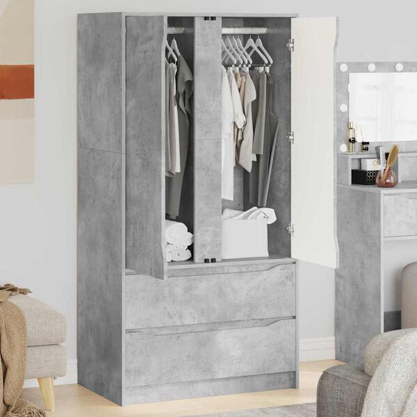 vidaXL Cabinet me&eth; sk&uacute;ffu SteyptGr&aacute;r 79,5 x 49 x 156 cm Verkefnavi&eth;ur